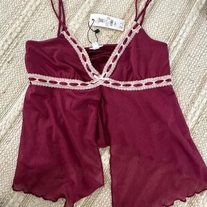 Garage Red Plum Lace Trim Camisole